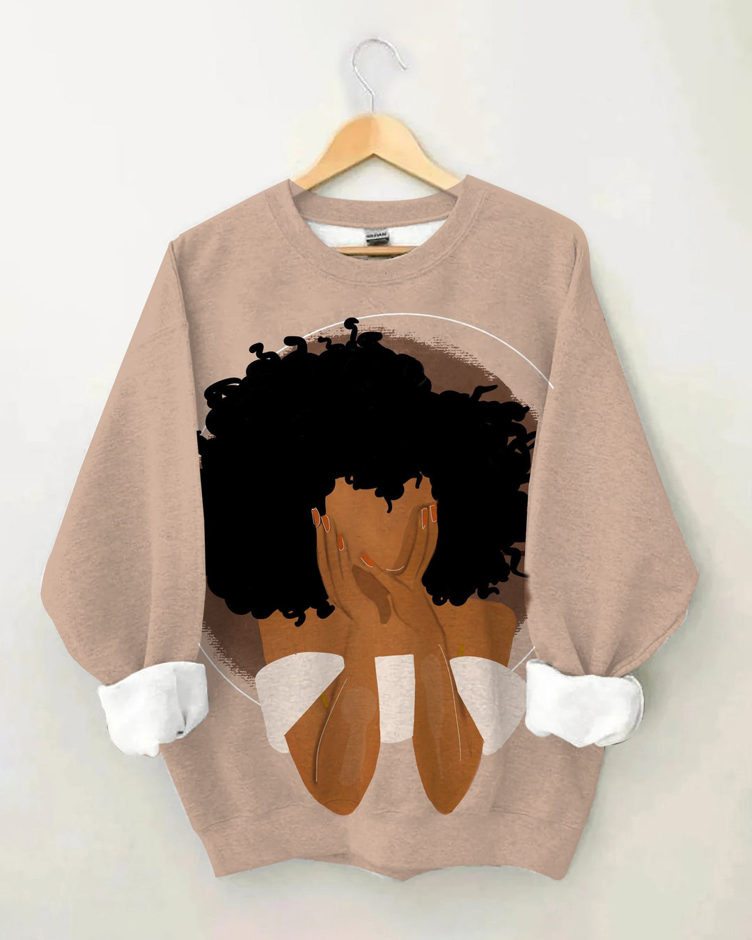 Cute Afro Girl Illustration Long Sleeve Sweatshirt