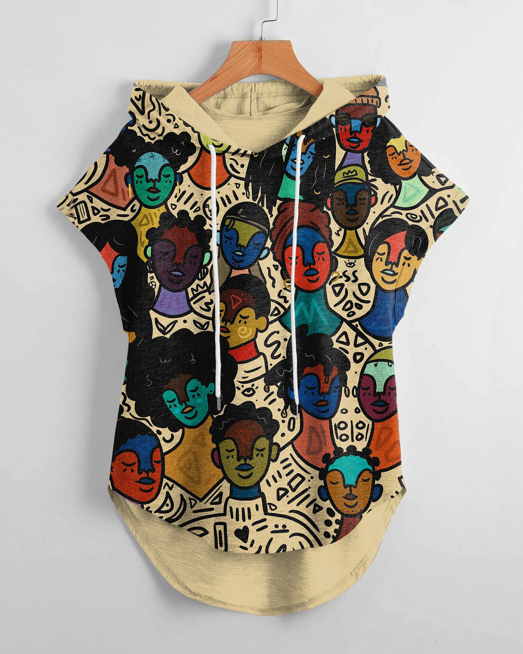 Funny Cartoon Girl Avatar Drawstring Hooded Tee