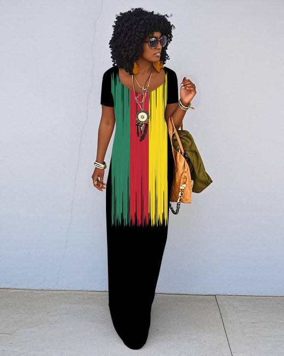 Juneteenth Short Sleeve Crewneck Maxi Dress