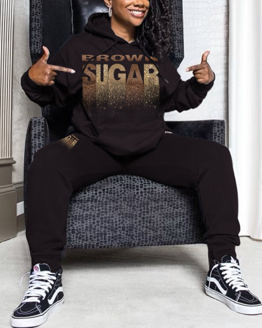Glitter Gradient Brown Suger Long Sleeve Two Pieces