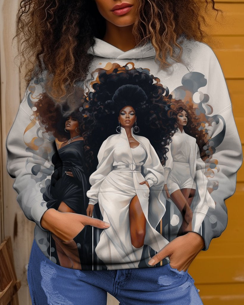 Women's Gudun Art History Black Girls Long Sleeve Hoodie