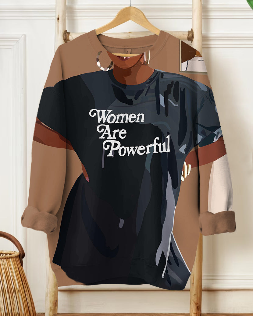 Women's Fashion Casual Women Are Powerful Prints Long-sleeved Sweatshirt