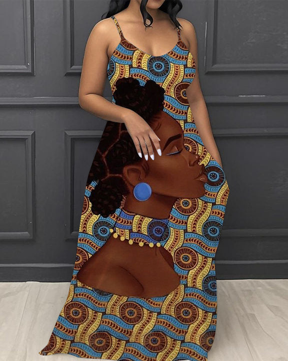 Artistic Portraits V-Neck Pocket Cami Dress