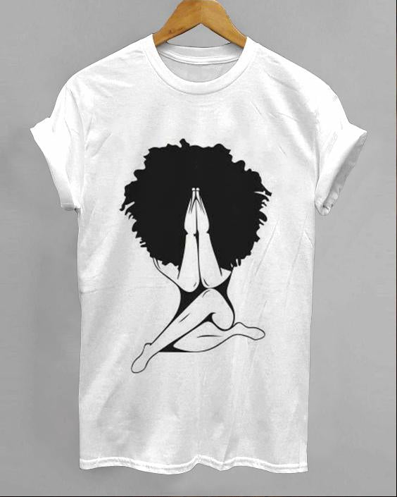 Afro Praying Girl Unisex Short Sleeve Tshirt