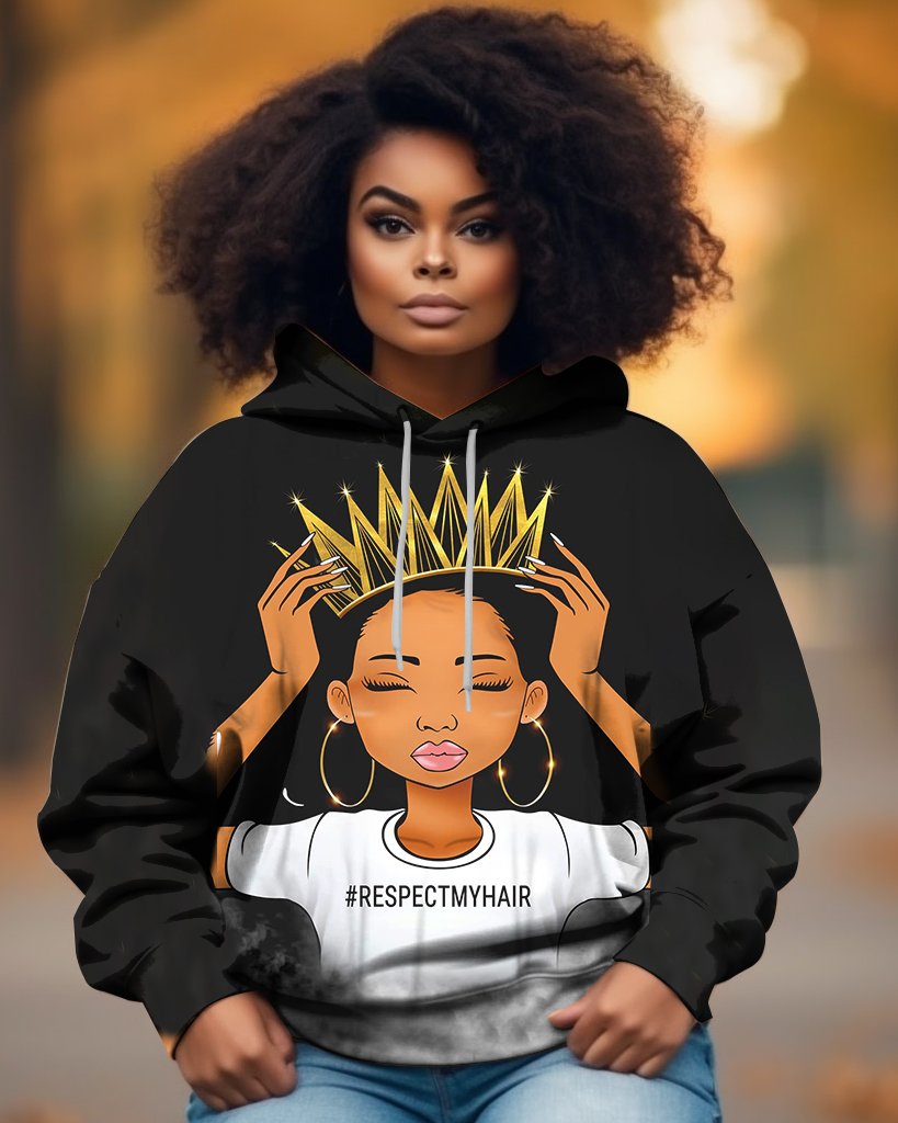 Crown Afro Girl Long Sleeves Hoodie