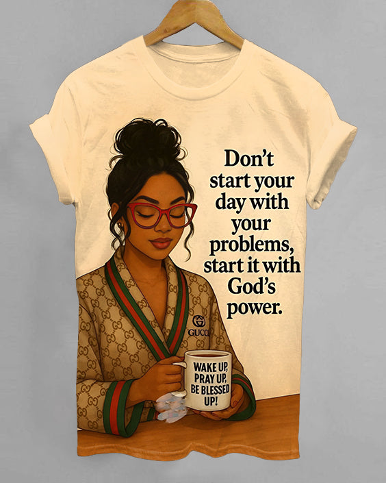 Start with God's Power Crew Neck Short Sleeve T-shirt