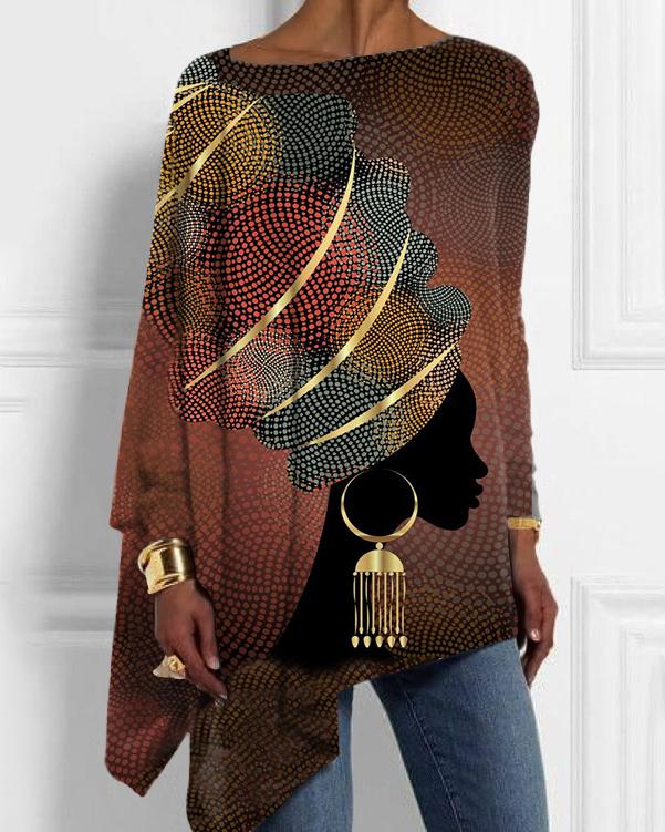 African Print Hijab Women Irregular Top