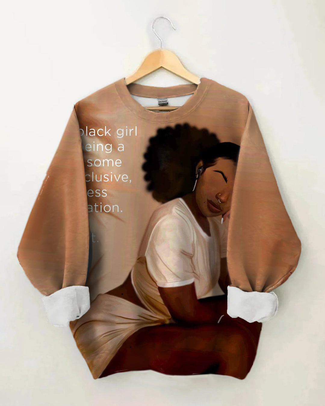 Sexy Slim Waist Brown Girl Long Sleeve Sweatshirt