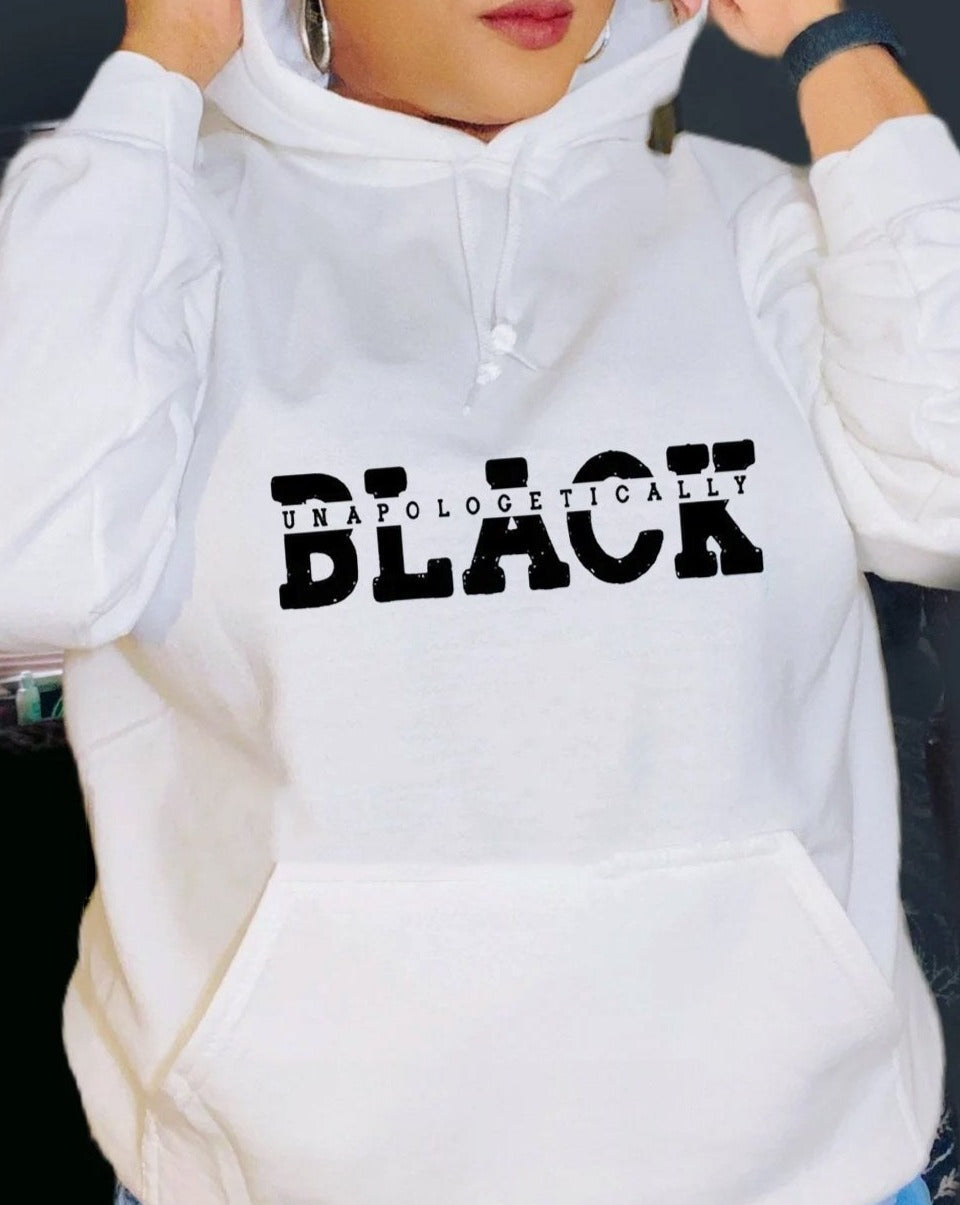 Black Unapologetically Print Long Sleeves Hoodie