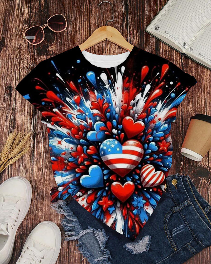 Independence Day Crew Neck Short Sleeve T-Shirt