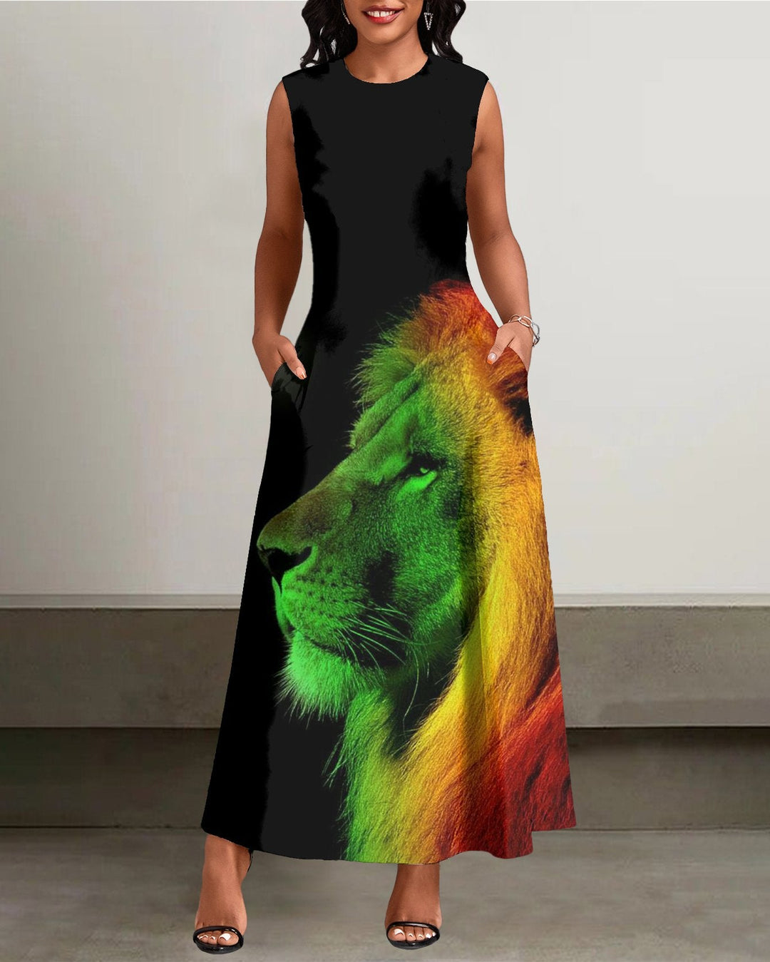 Reggae Rasta Lion of Judah Pockets Casual Dress