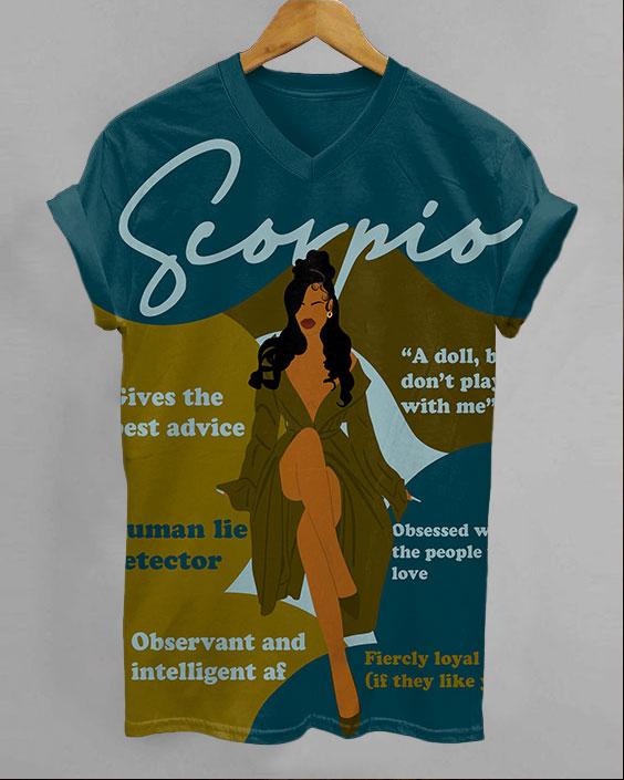 Scorpio Girly Season Unisex V-neck Short Sleeve Tshirt
