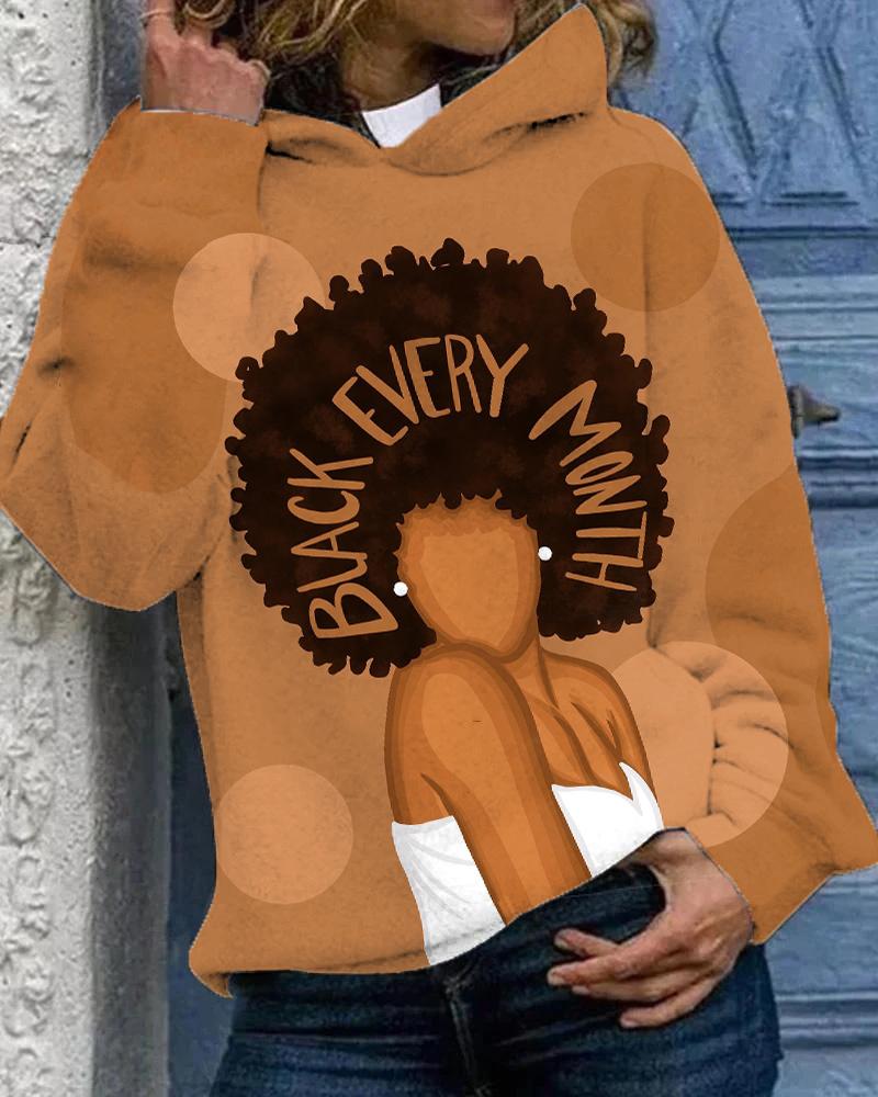 Black Every Mouth Long Sleeves Hoodie