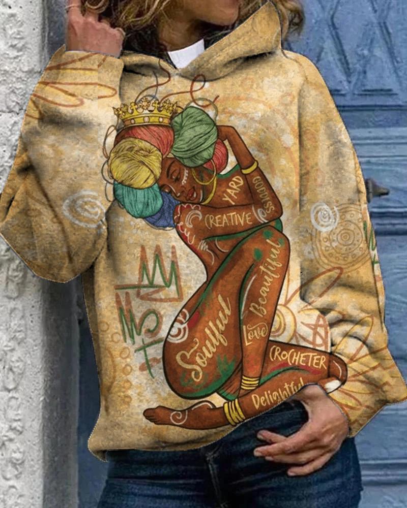 Personalized black girl graffiti print hoodie