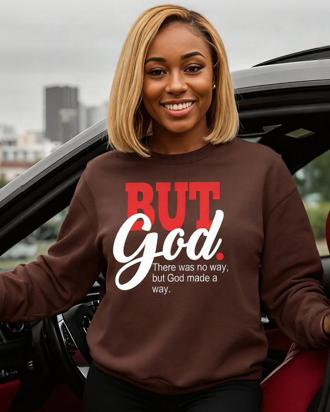 There Was No Way But God Made A Way Crewneck Long Sleeve Sweatshirt