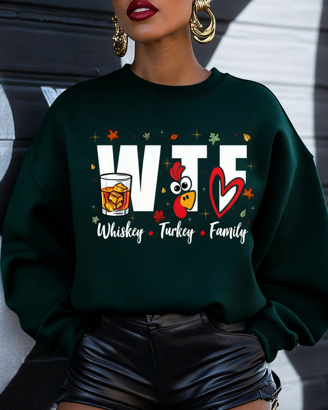 Funny Whiskey Turkey Love Crewneck Long Sleeve Sweatshirt