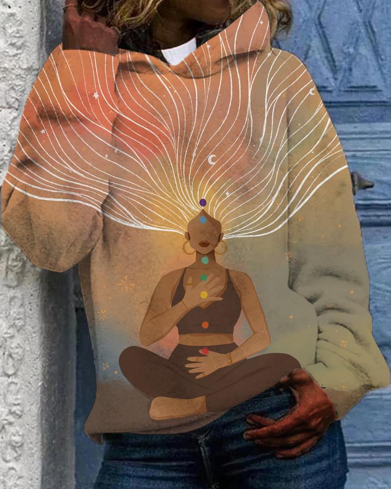 Yoga black girl printed hoodie
