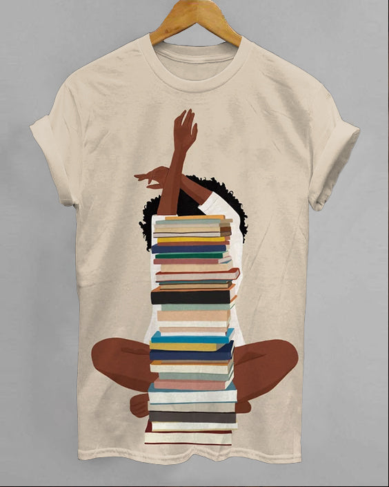 Brown Reading Girl Unisex Short Sleeve Shirt