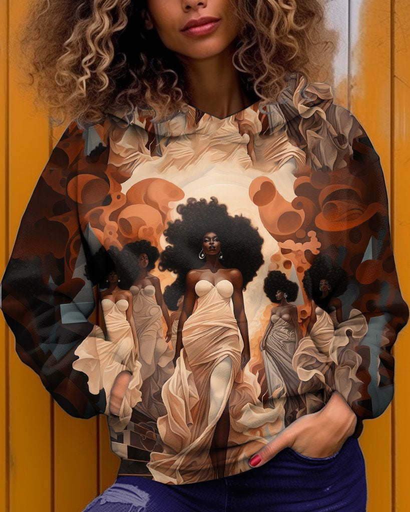 Women's Art Gudun Historical Black Girls Long Sleeve Hoodie