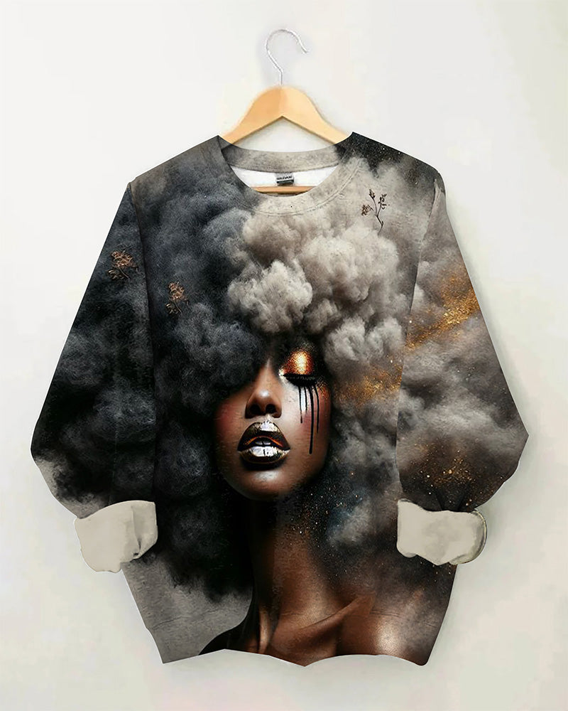 Black Girl Art Crew-neck Long Sleeve Top
