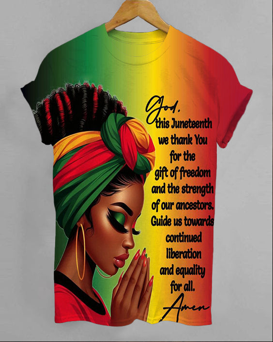 Juneteenth Prayer Crew Neck Short Sleeve T-Shirt