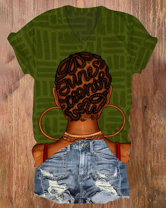 Pretty & Loc'd V-Neck Short Sleeve Tshirt
