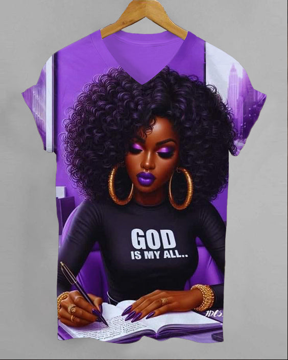 God Is My All V-neck Short Sleeve Tshirt