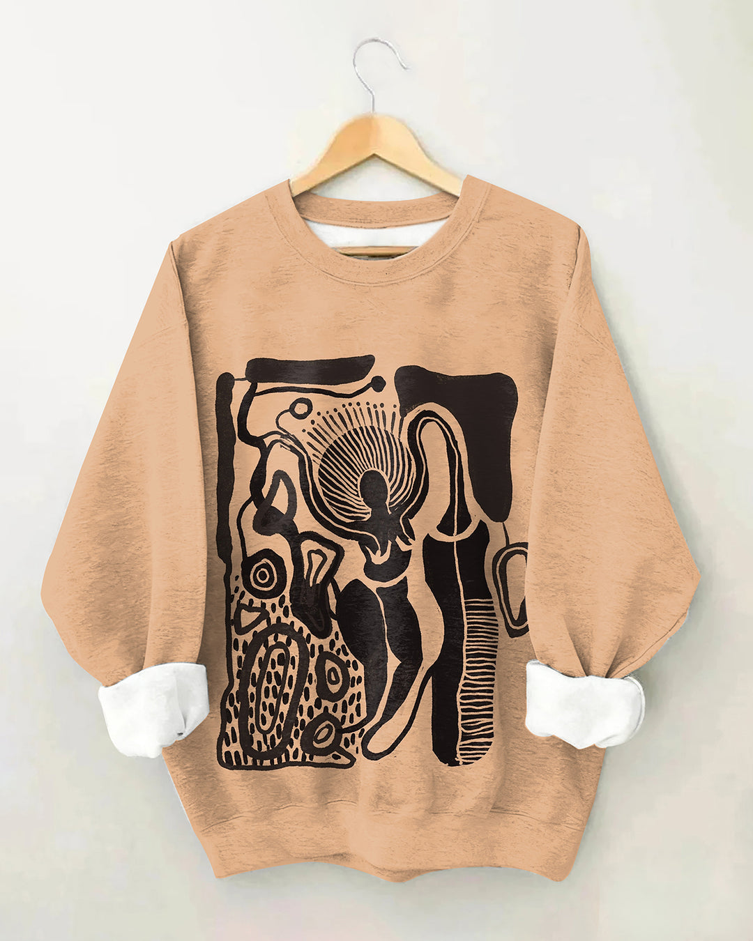 Retro Totem Dancing Girl Crewneck Long Sleeve Sweatshirt