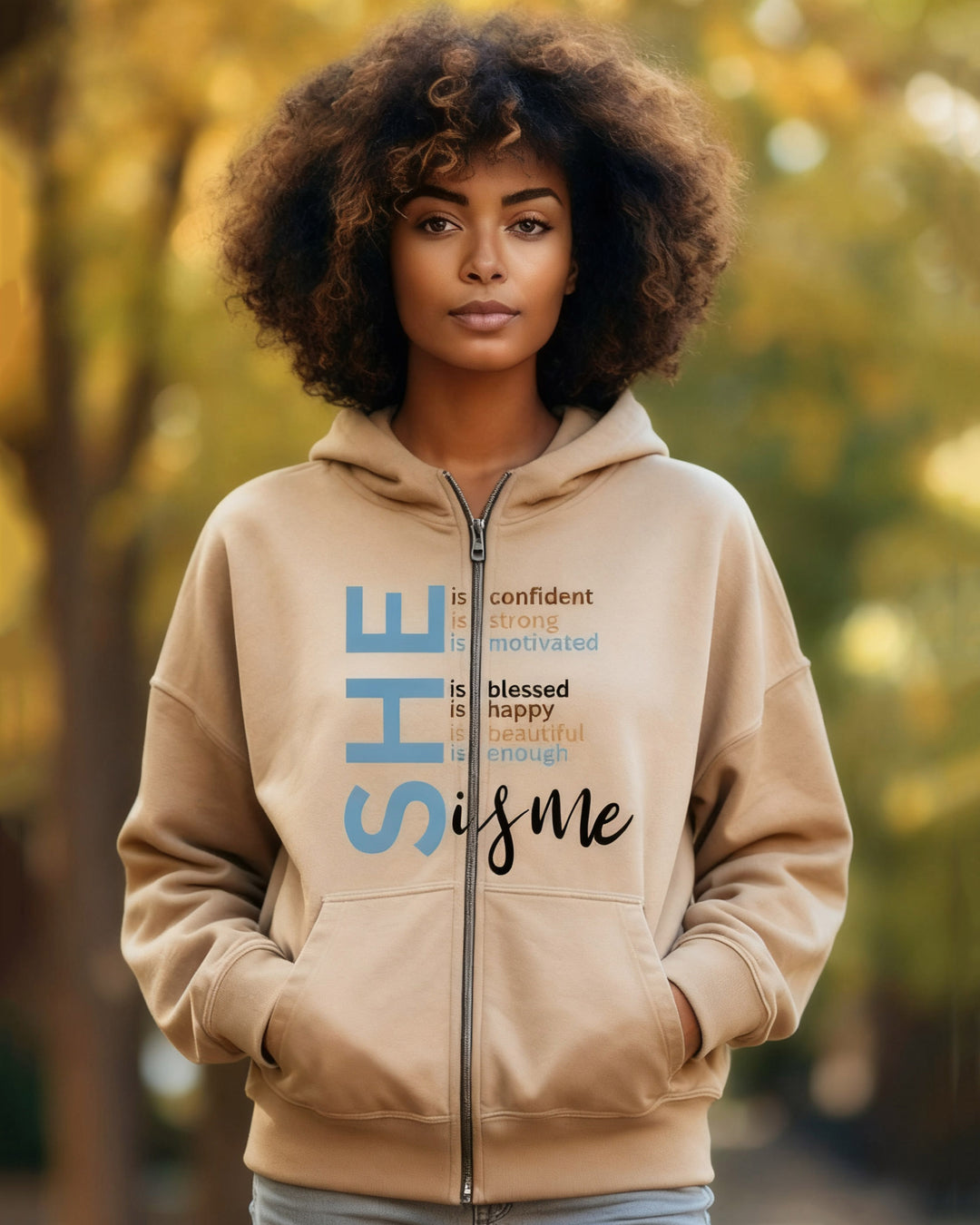 Woman She Is Me Long Sleeve Zip-Up Hoodies