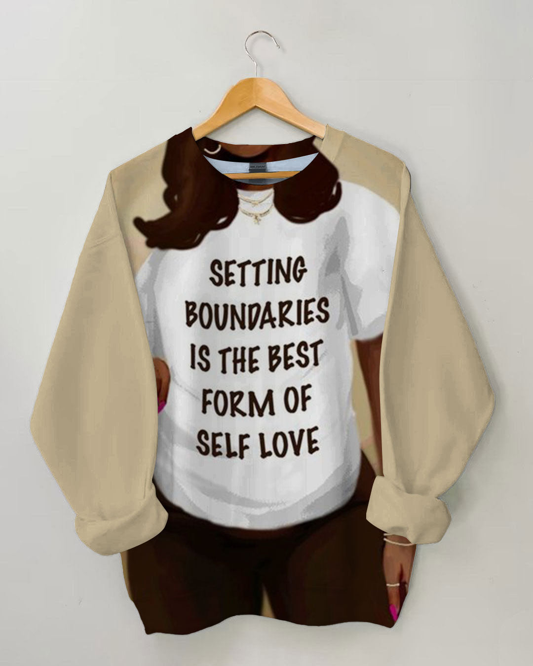 Setting Boundaries is the Best Form of Self Love Print Long Sleeve Sweatshirt