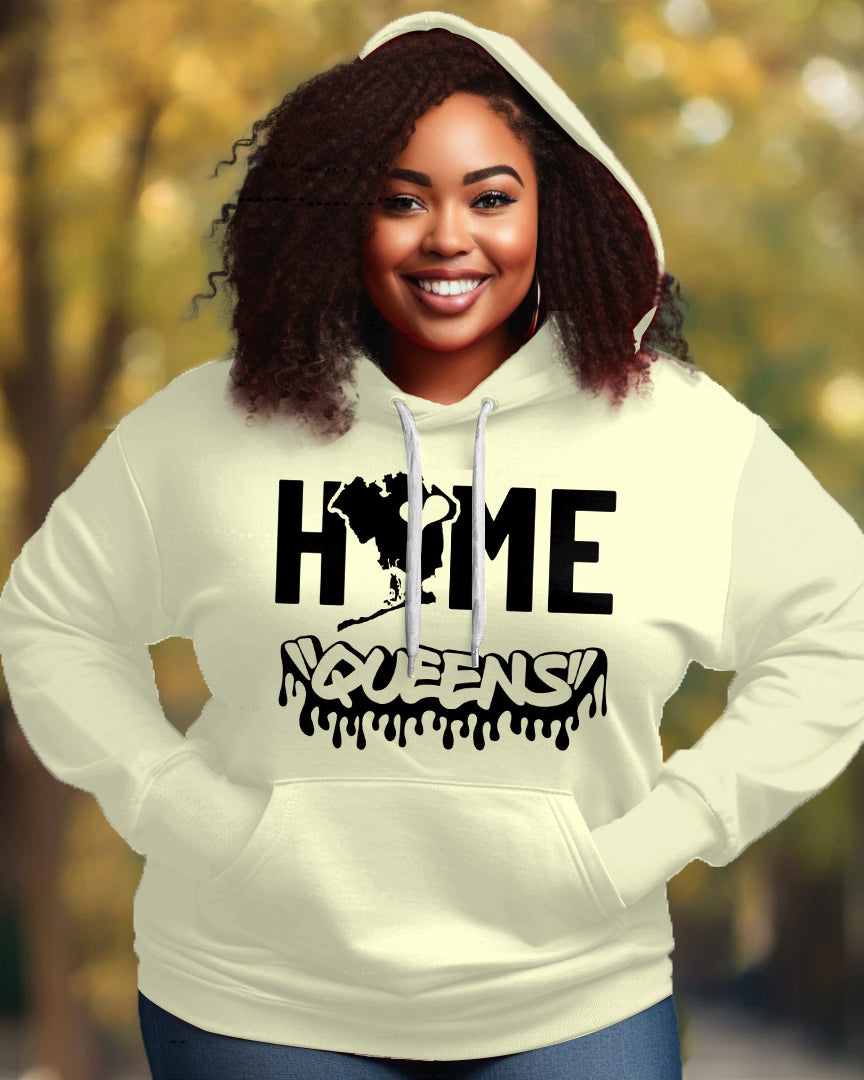 Home Queens Letter Print Unisex Long-sleeved Hoodie