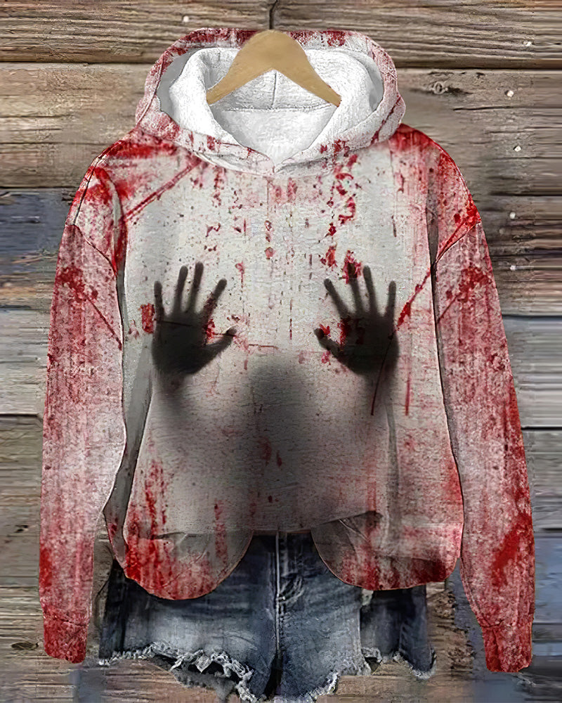 Women's Blood Stained Ghost Print Long-sleeved Hoodie