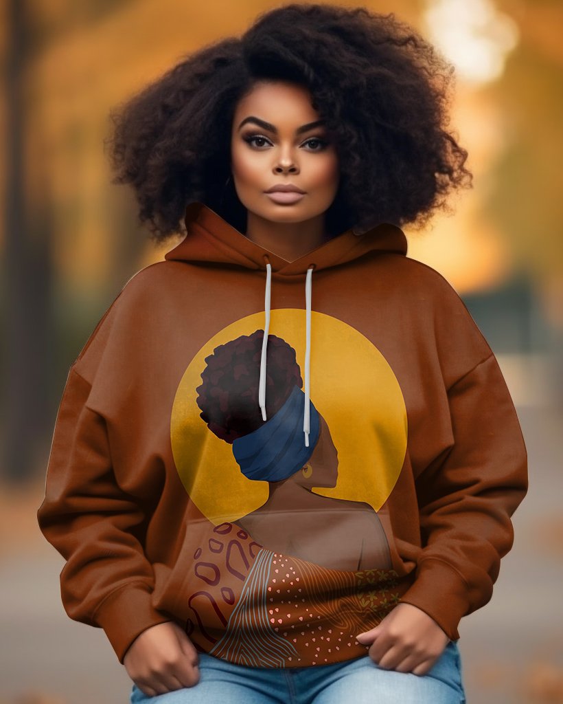 Heart Strong Black Girl Long Sleeve Hoodie