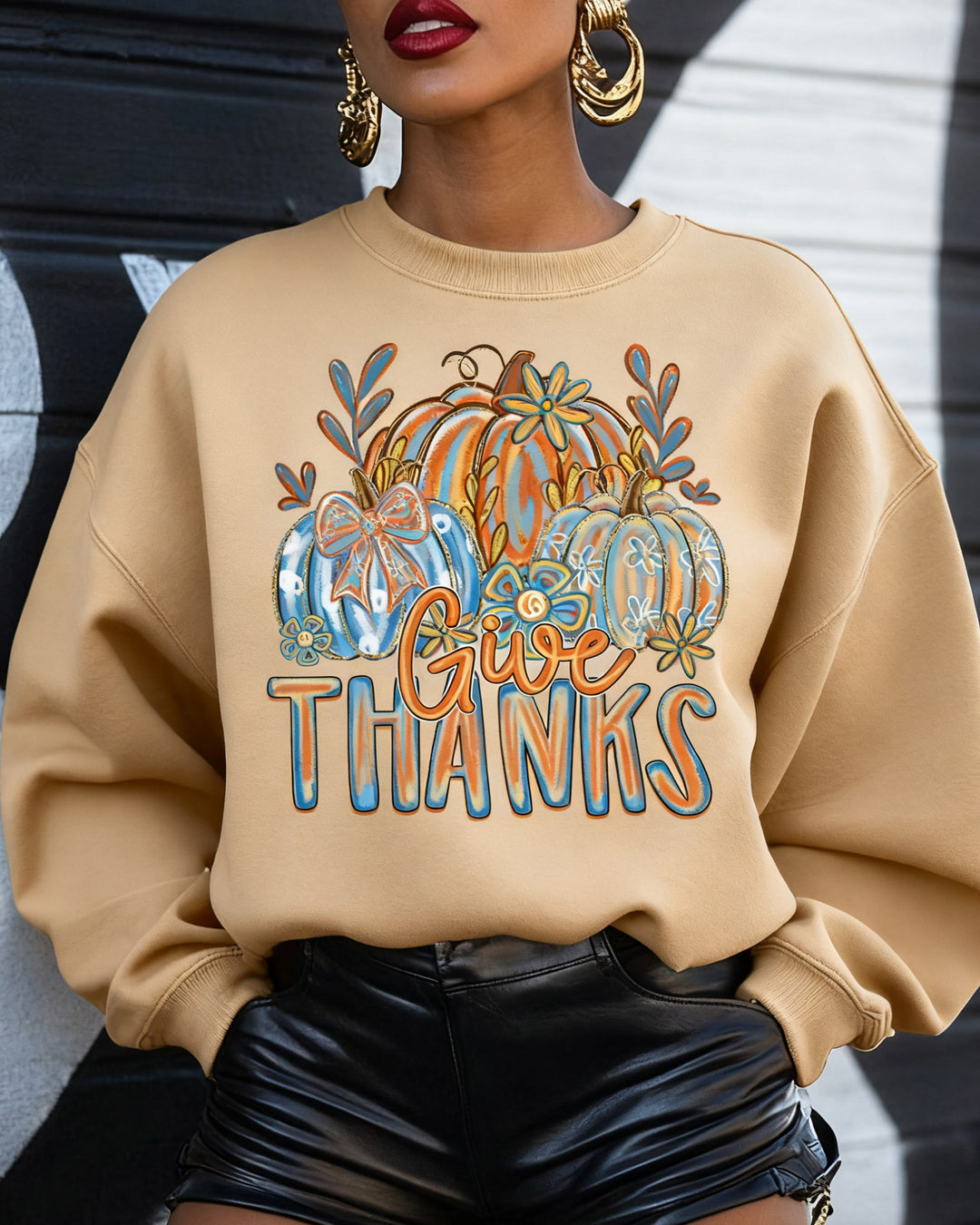 Give Thanks Pumpkin Crewneck Long Sleeve Sweatshirt