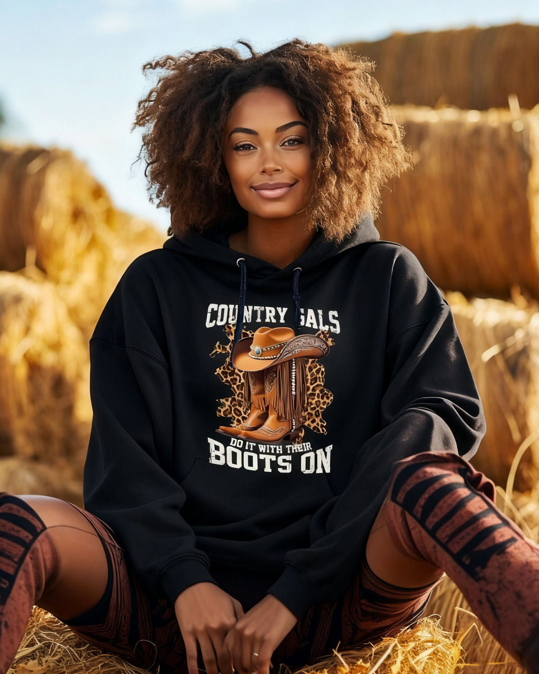 Country Gals Do It with Their Boots On Long-sleeved Hoodies
