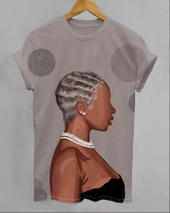 Afro Messy Bun Short Hair Short Sleeve Tshirt