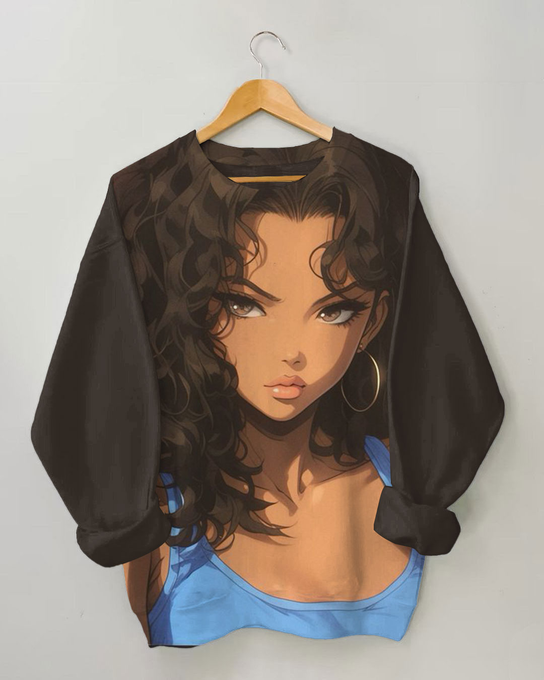 Women's Sexy Afro Girl Print Long-sleeve Sweatshirt