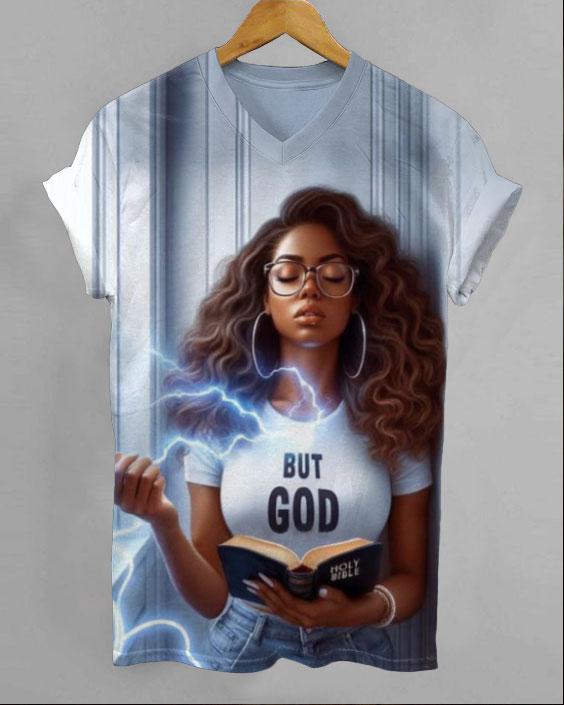 Brown Girl But God V-neck Short Sleeve Tshirt