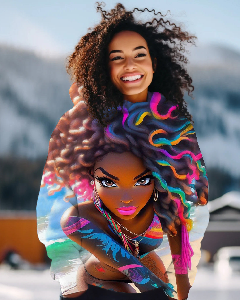 Colorful Braid Girll Long-sleeved Hoodie