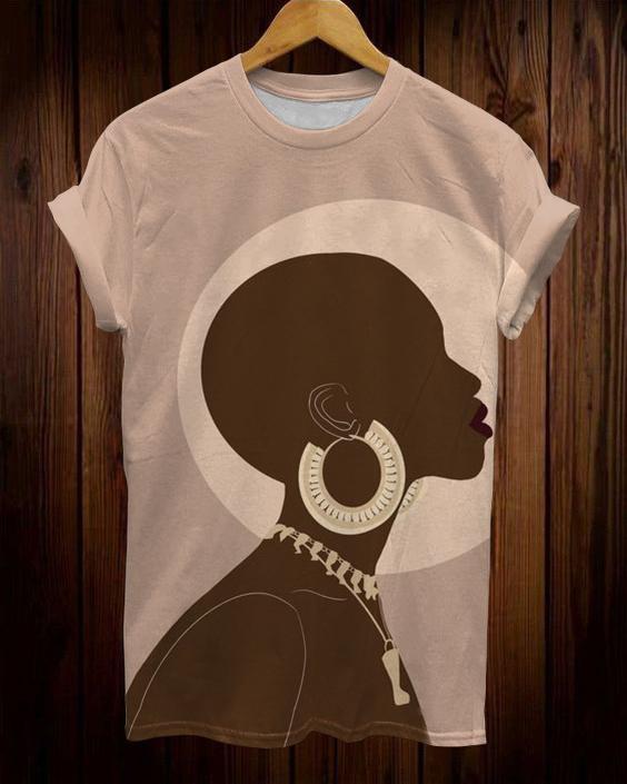 Black Bald Girl Illustration Short Sleeve Tshirt
