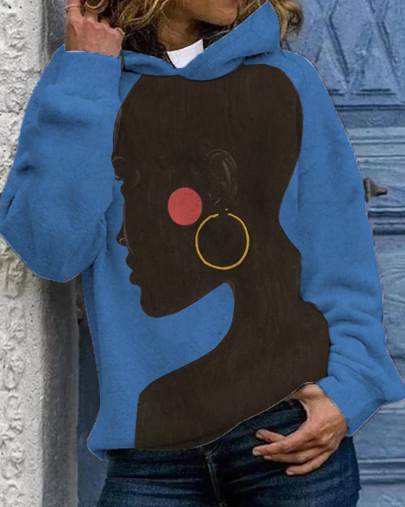 Dualism II Black Women Print Long Sleeves Hoodie