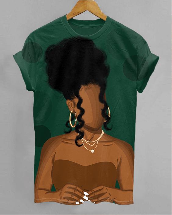 Gold Earrings Afro Women Unisex Short Sleeve Tshirt