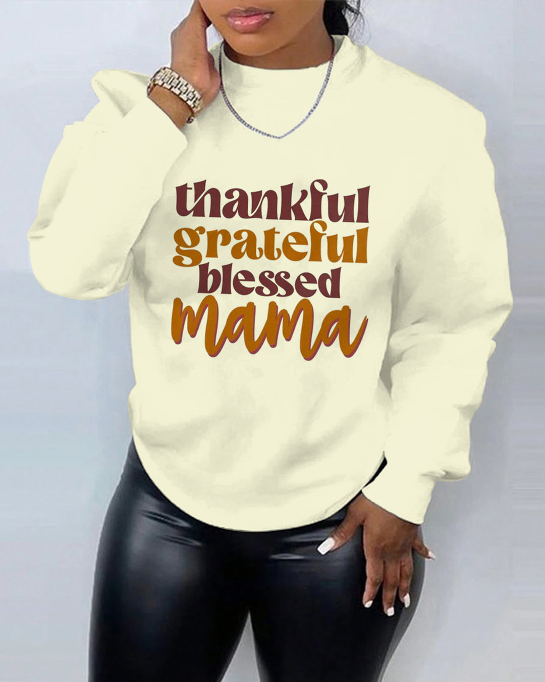 Thankful Grateful Blessed Mama Crewneck Sweatshirt