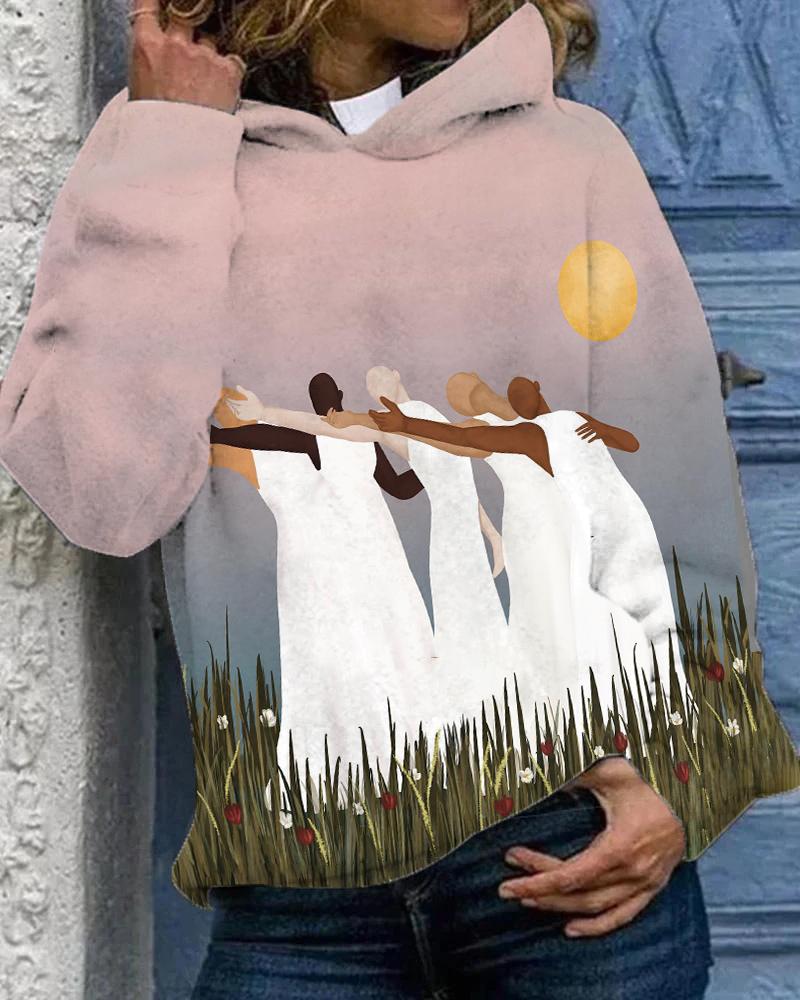 Peace Dancing Girl Long Sleeves Hoodie