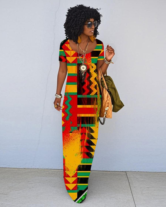 Celebrate Juneteenth Short Sleeve Crewneck Maxi Dress