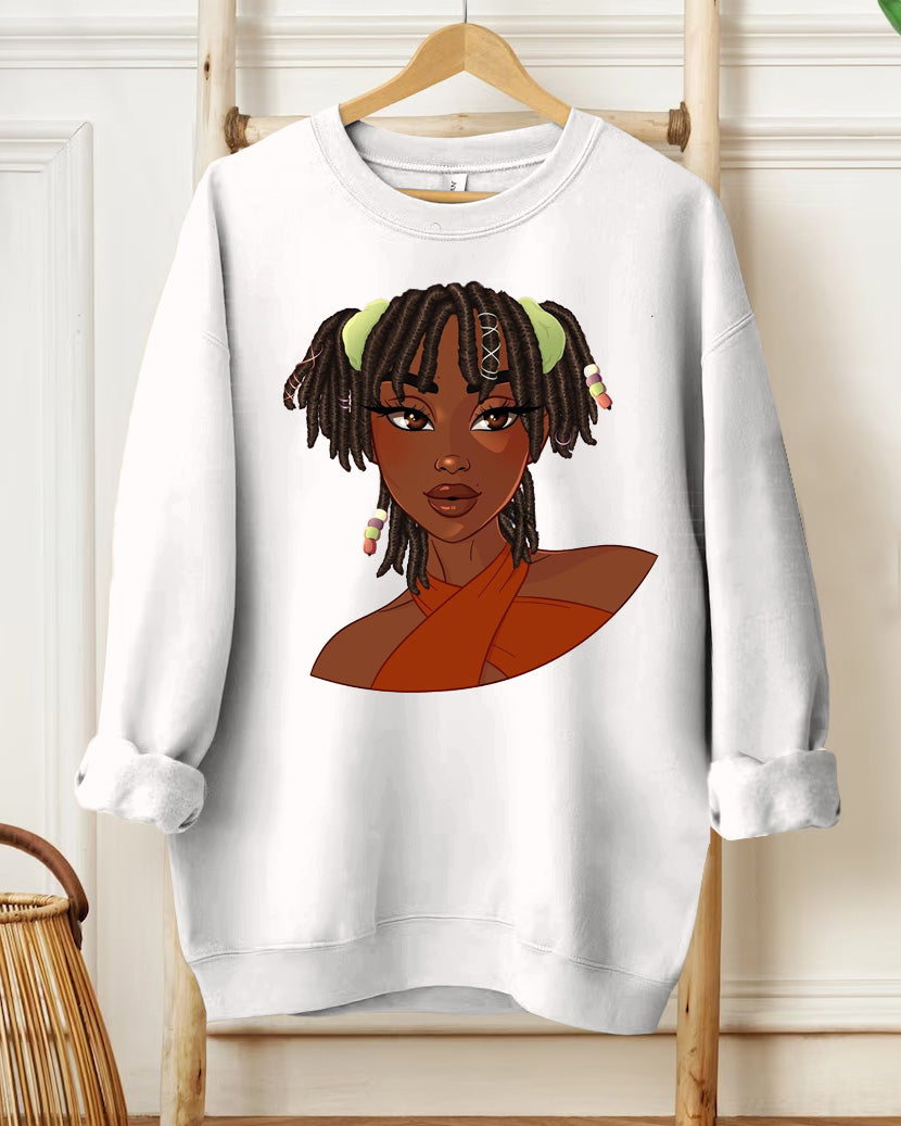 Locs Black Girls Print Long Sleeve Sweatshirt