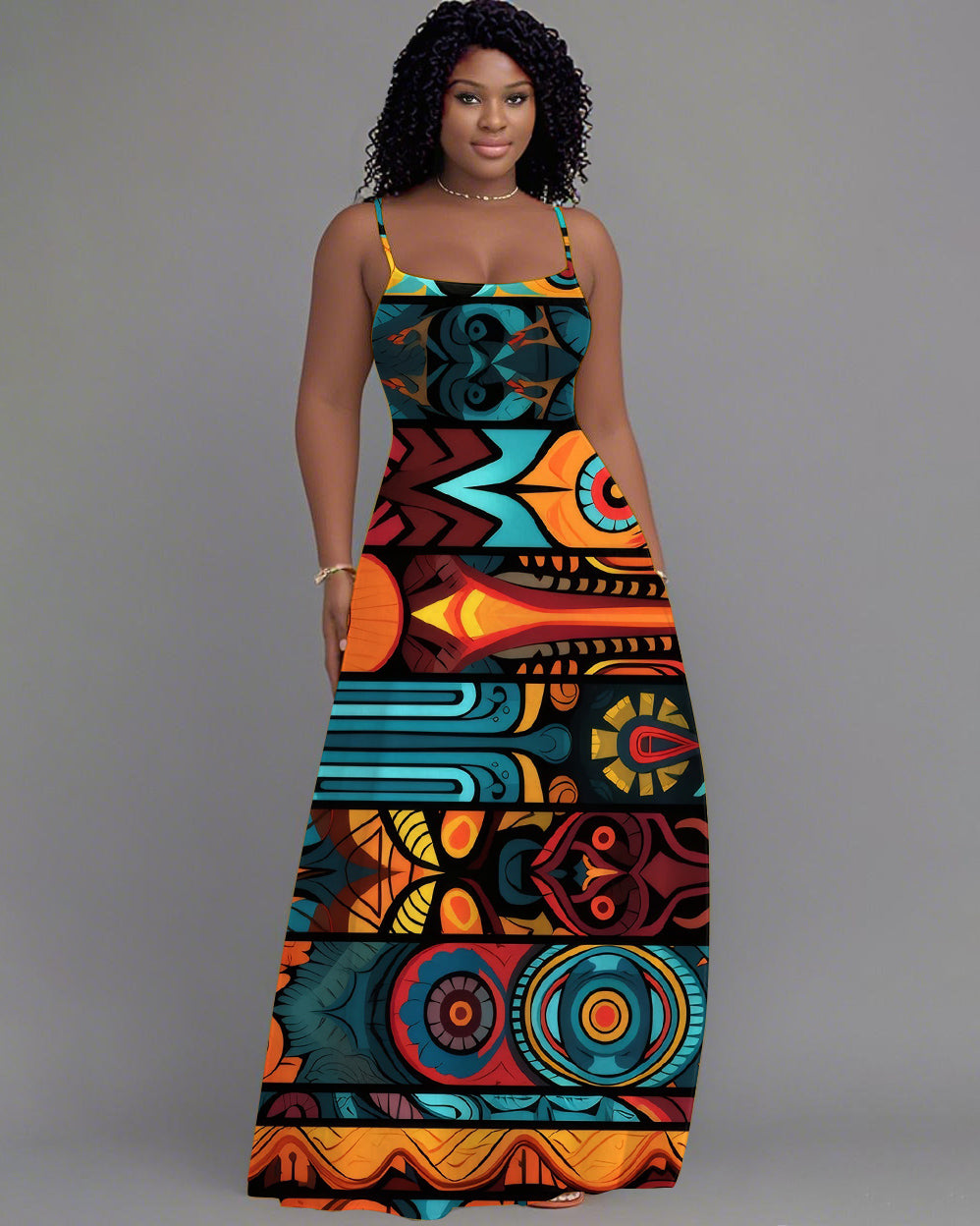 Sling African Color Seamless Pattern Holiday Pocket Dress