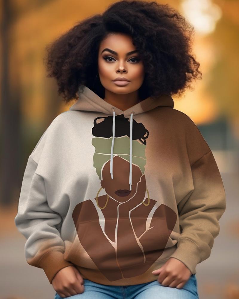 Black Gradient Personalized Printed Pocket Women's Hoodie