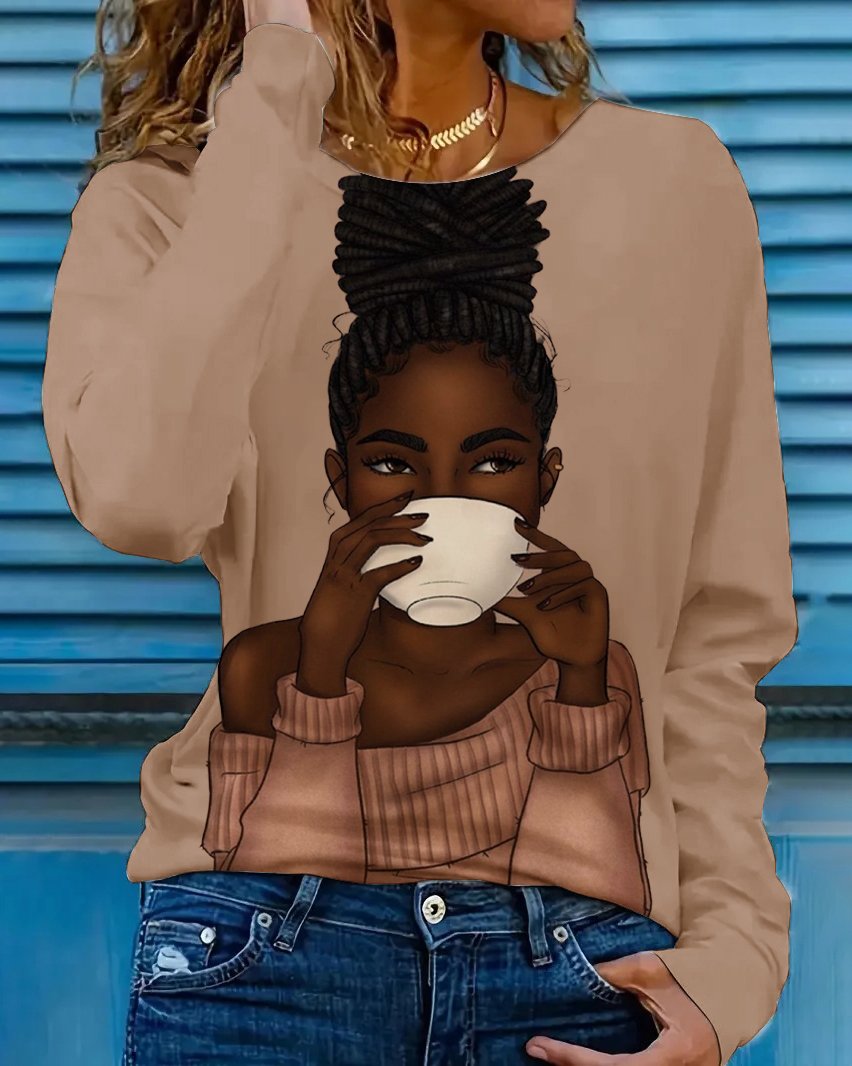 Coffee Brown Girl Long Sleeve T-shirt