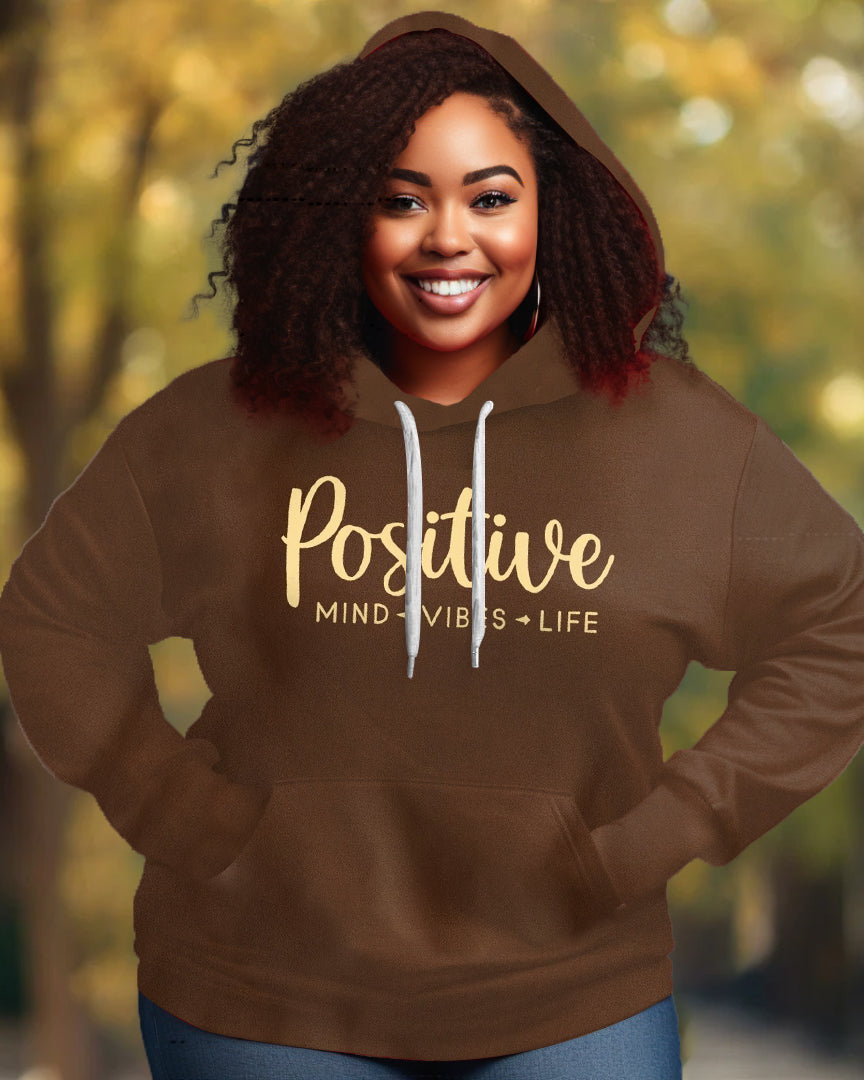 Letter Graphic Positive Letter Print Unisex Long-sleeved Hoodie